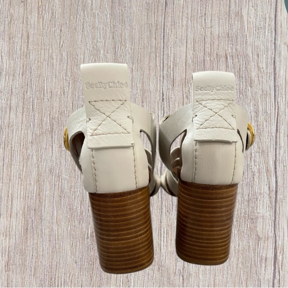Women’s Natural Millye Block Heels Sandals by Sea By Chloe Size EU 38 / US 7.5. - Picture 5 of 11